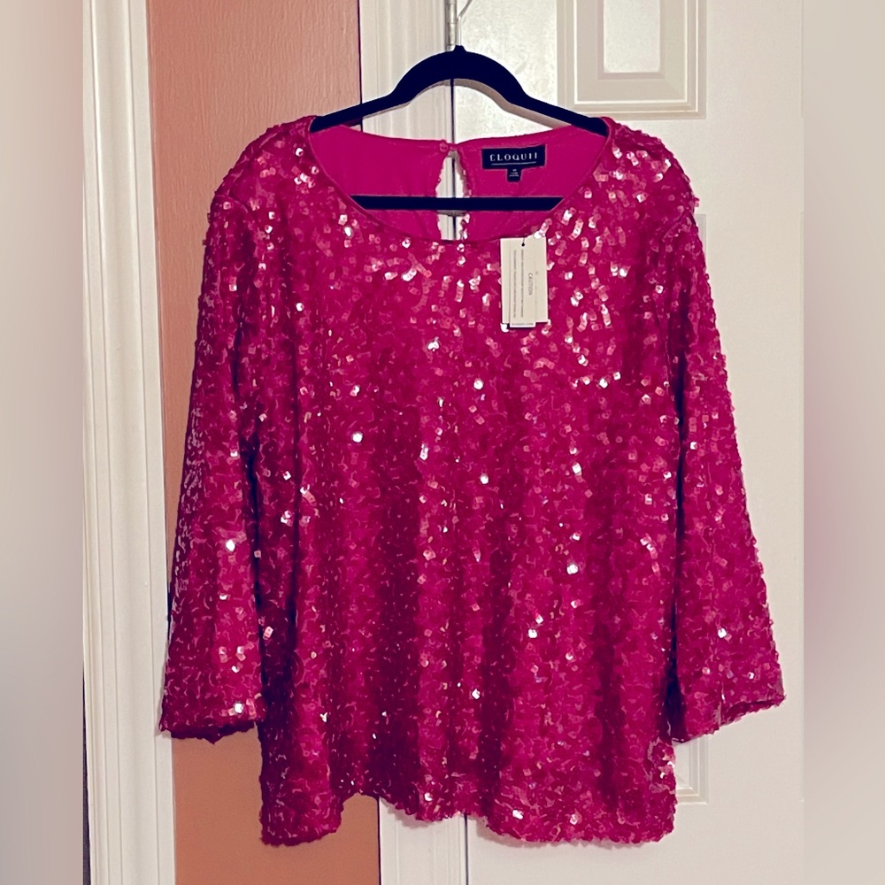 Eloquii Sequin Mid Sleeve Top